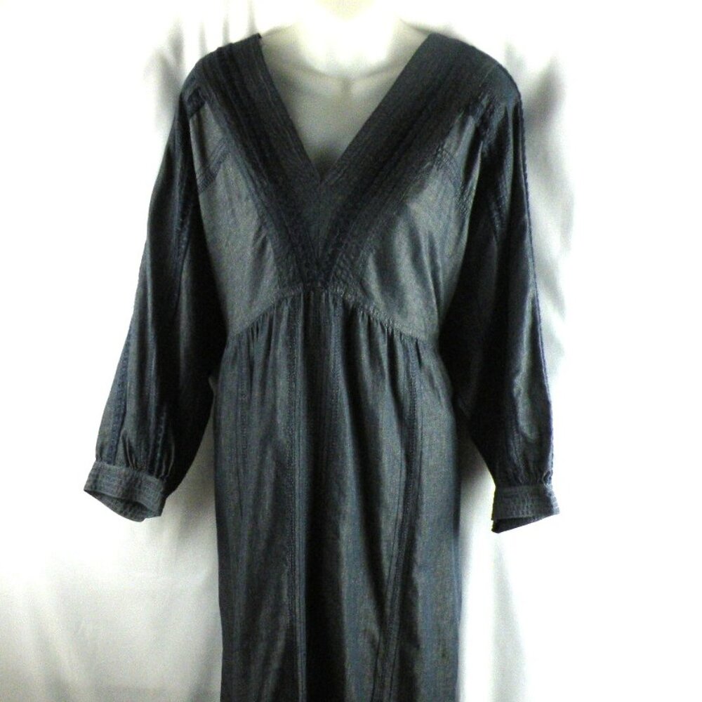 Wrap London Embroidered Cotton Midi Dress Ink Blue 16
